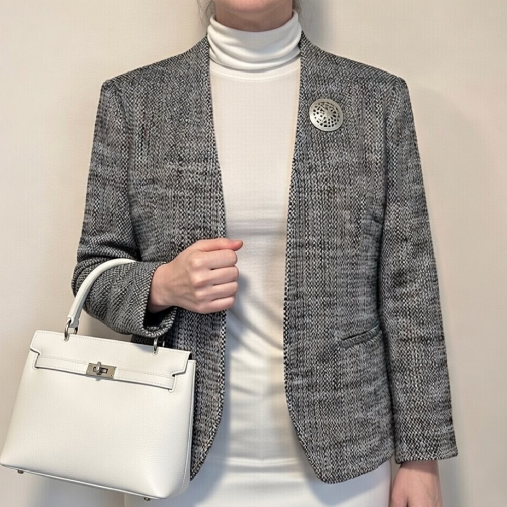 Loft Ann Taylor Business Casual Tunic Open Blazer size 12P